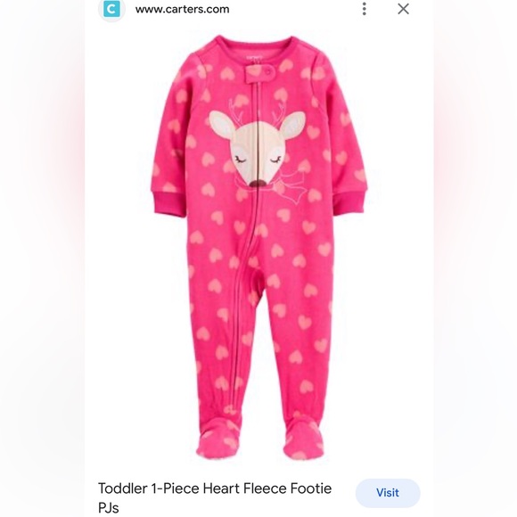 Carter’s Heart Fleece Footie PJ’s! - Picture 1 of 4